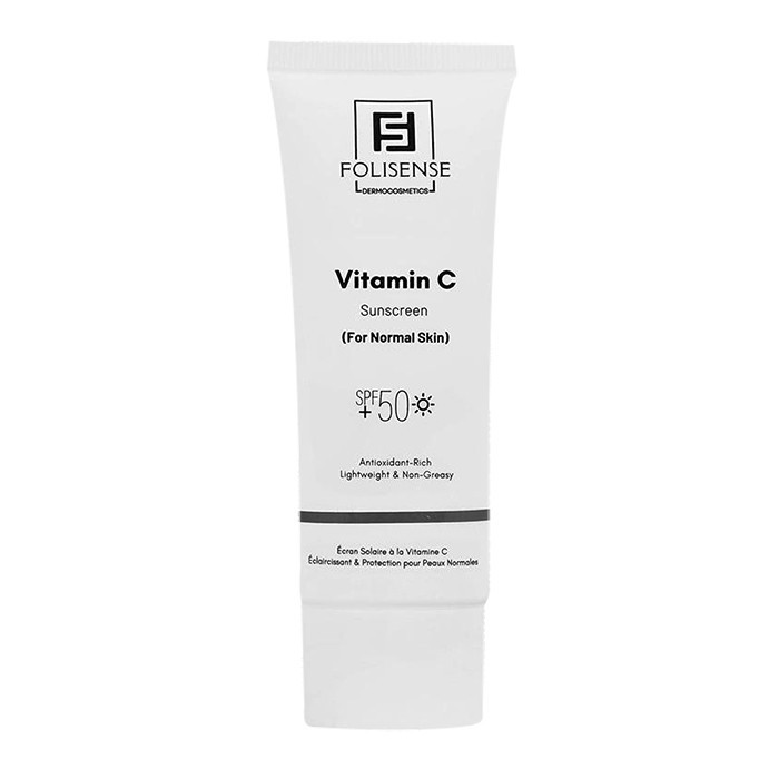 کرم ضد آفتاب بیرنگ صورت فولیسنس SPF 50 مدل Vitamin C محافظ در برابر UVA/UVB مناسب برای انواع پوست حجم 40 میلیلیتر