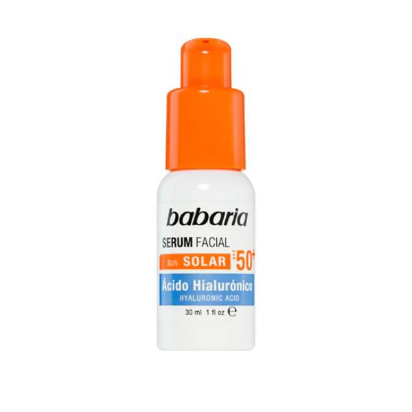 سرم ضد آفتاب بیرنگ صورت باباریا SPF 50 مدل Acido Hialuronico محافظ UVA و UVB مناسب برای انواع پوست حجم 30 میلیلیتر