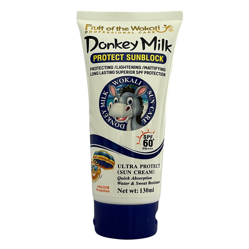 کرم ضد آفتاب بی‌رنگ صورت، گردن، بدن وکالی SPF 60 مدل شیر الاغ ‌مناسب برای انواع پوست حجم 130 میلی‌لیتر