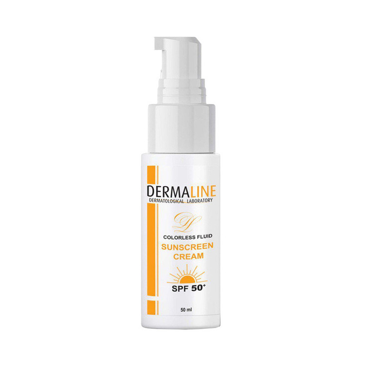 کرم ضد آفتاب بیرنگ صورت درمالاین SPF 50 مدل laboratory محافظ در برابر uva/uvb مناسب برای انواع پوست حجم 50 میلیلیتر