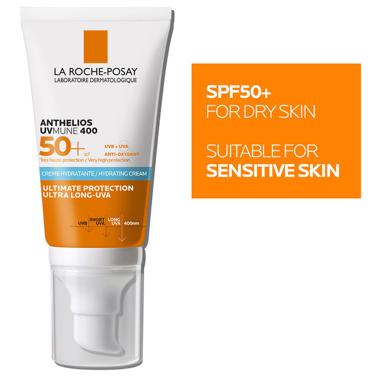 کرم ضد آفتاب بدون رنگ لاروش پوزای SPF 50 مدل UVMune 400 مناسب پوستهای حساس حجم 50 میلیلیتر