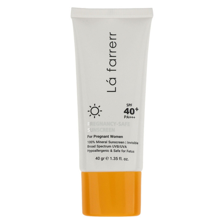 کرم ضد آفتاب بدون رنگ لافارر SPF 40 مدل PREGNANCY SAFE، حاوی محافظ UVA و UVB و PA+++ مناسب پوست بانوان باردار حجم 40 میلیلیتر
