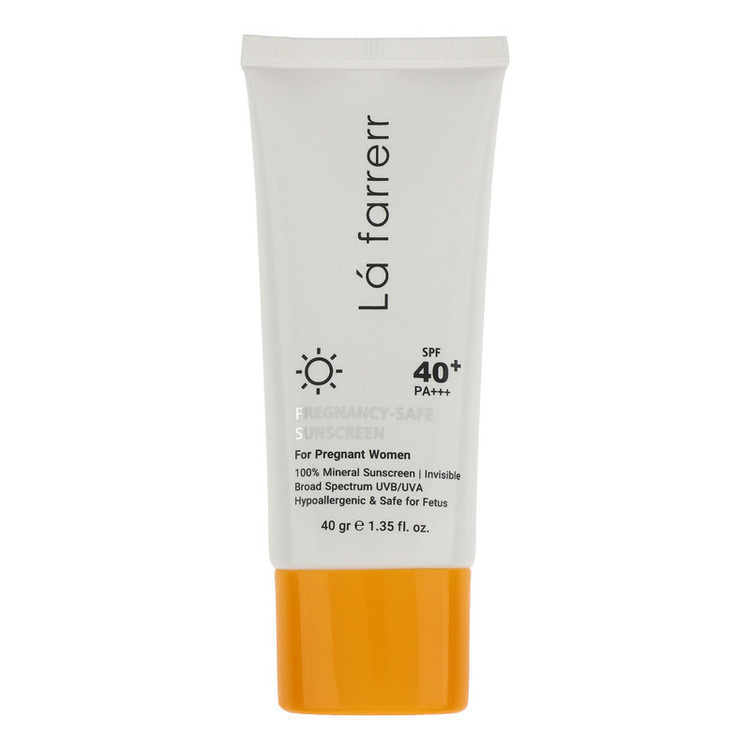 کرم ضد آفتاب بدون رنگ لافارر SPF 40 مدل PREGNANCY SAFE، حاوی محافظ UVA و UVB و PA+++ مناسب پوست بانوان باردار حجم 40 میلیلیتر