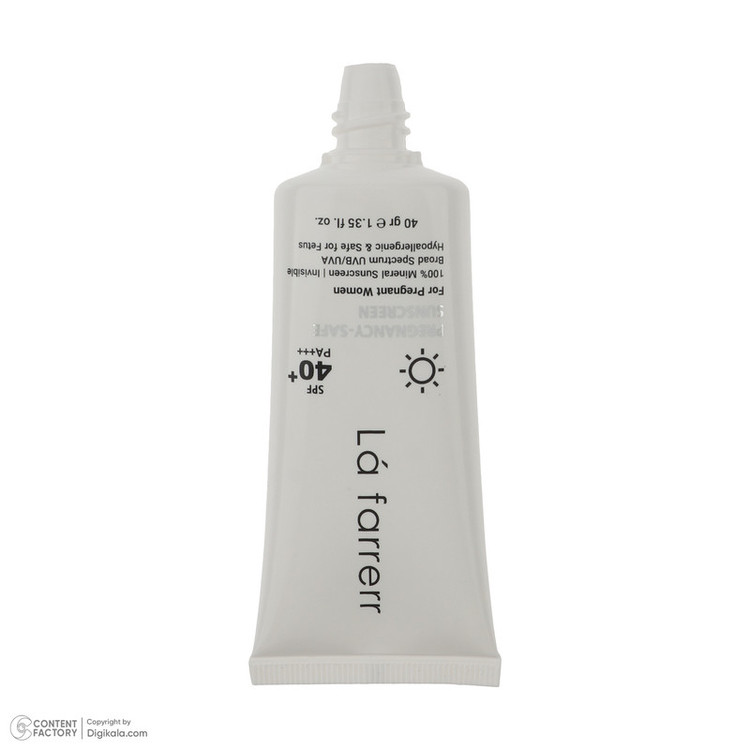کرم ضد آفتاب بدون رنگ لافارر SPF 40 مدل PREGNANCY SAFE، حاوی محافظ UVA و UVB و PA+++ مناسب پوست بانوان باردار حجم 40 میلیلیتر