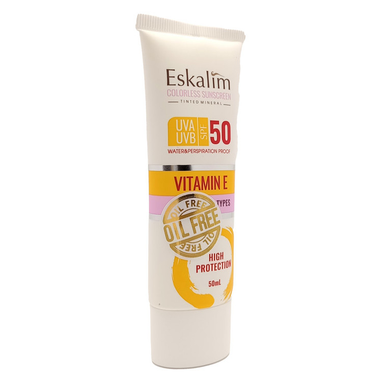 کرم ضد آفتاب بیرنگ دست و صورت اسکالیم SPF 50 مدل OIL FREE محافظ در برابر UVA و UVB مناسب برای انواع پوست حجم 50 میلیلیتر