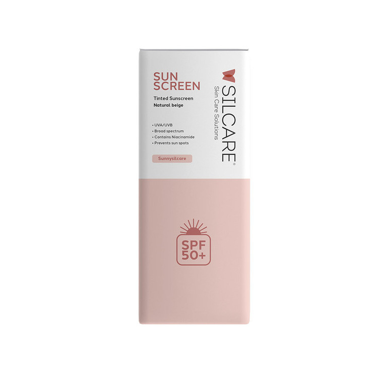 کرم ضد آفتاب رنگی دست و صورت و گردن سیلکر SPF 50 مدل Hydrating محافظ UVA و UVB مناسب برای انواع پوست حجم 50 میلیلیتر