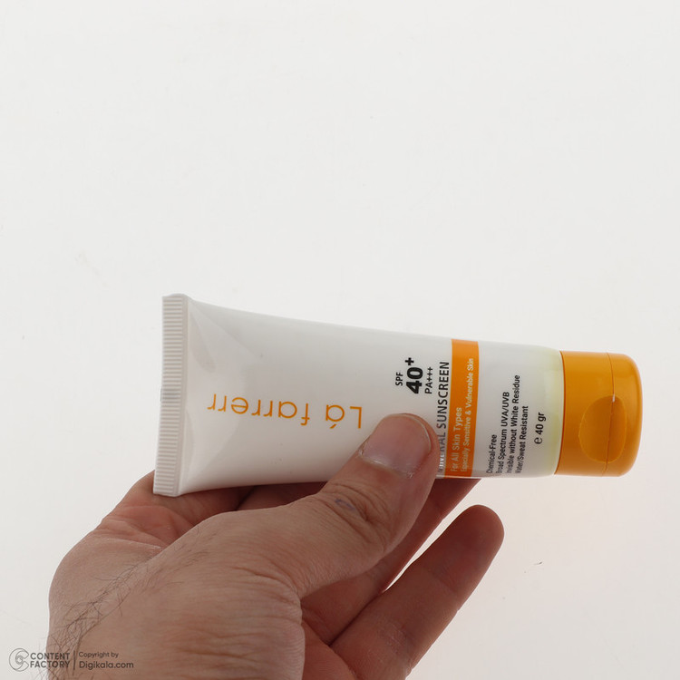 کرم ضد آفتاب بدون رنگ لافارر SPF 40 مدل مینرال حاوی محافظ UVA و UVB و PA+++مناسب پوستهای حساس حجم 40 میلیلیتر
