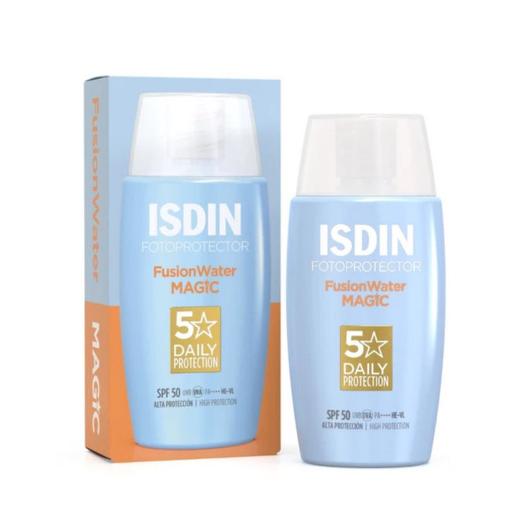 کرم ضد آفتاب بدون رنگ ایزدین SPF 50 مدل magic مناسب برای انواع پوست حجم 50 میلیلیتر