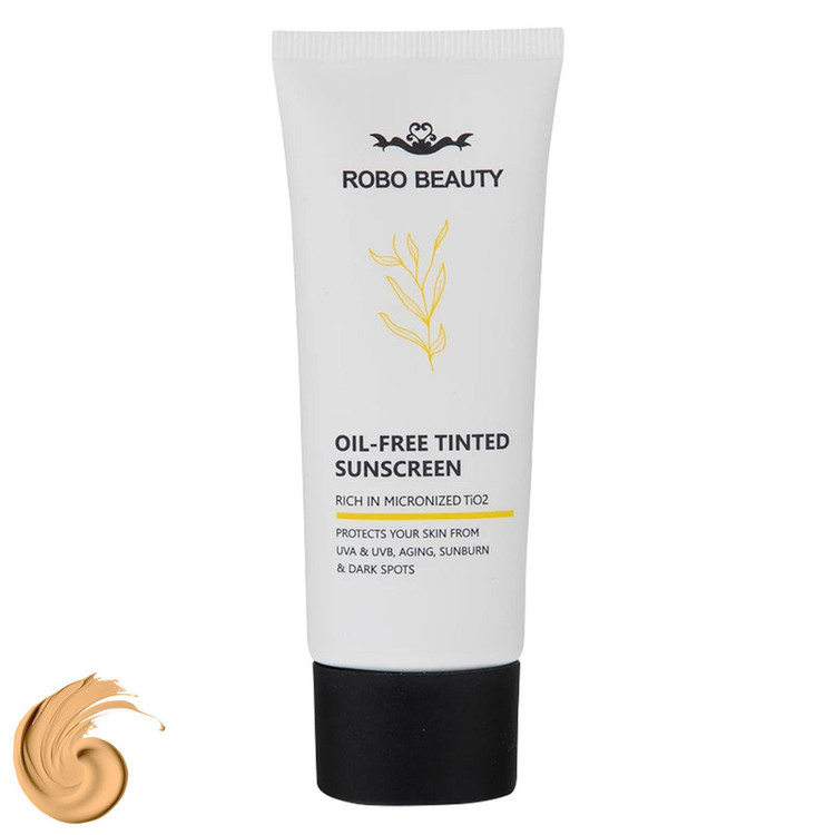 کرم ضدآفتاب رنگی SPF50 روبو بیوتی مدل Oil Free مناسب پوستهای چرب، حجم 40 میلیلیتر