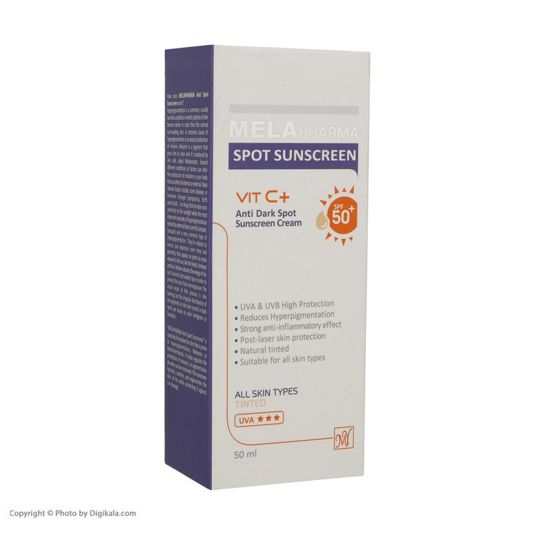 کرم ضد آفتاب و ضد لک مای سری ملافارما مدل vitamin c حجم 50 میلی لیتر