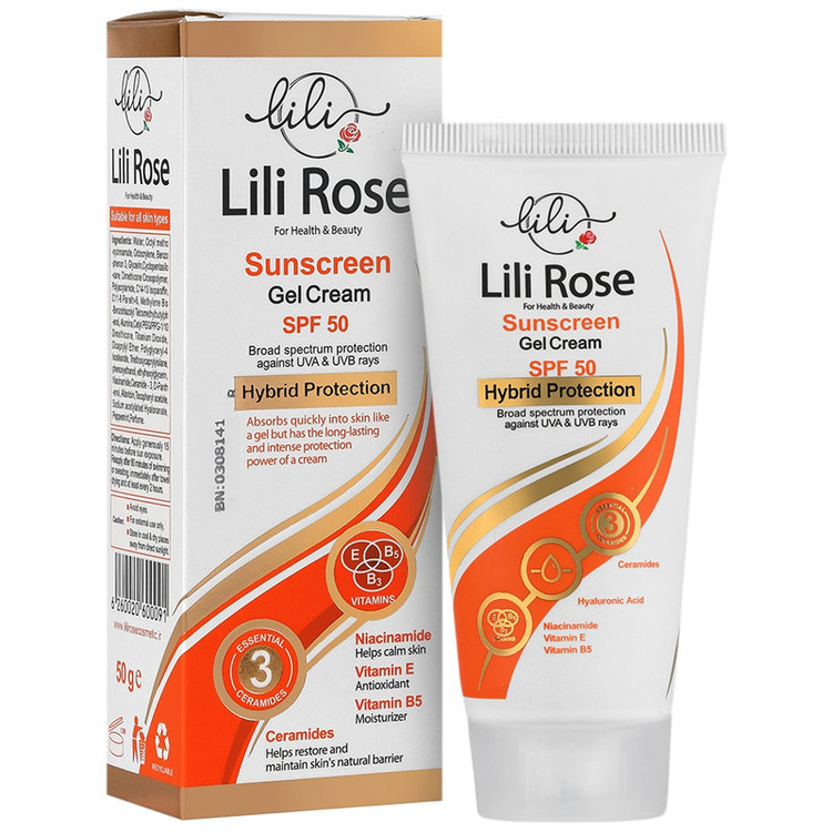 کرم ضد آفتاب بدون رنگ لی لی رز SPF 50 مدل 01 محافظ UVA ،UVB و PA+++، ضد حساسیت، ضد چروک و ضد پیری، مناسب انواع پوست حجم 50 میلی لیتر