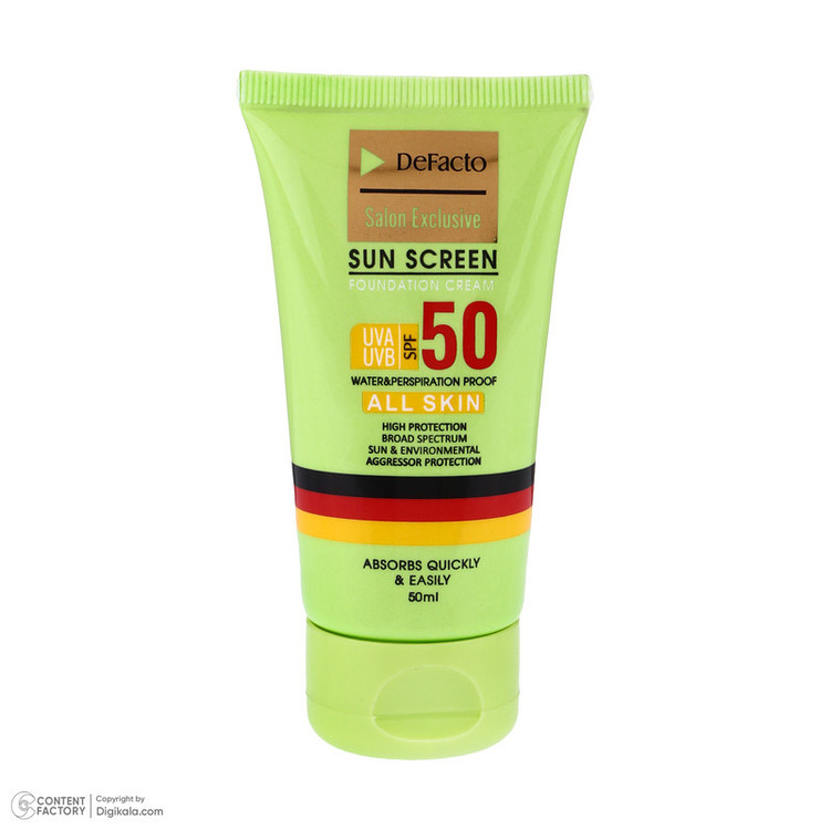 کرم ضد آفتاب رنگی دیفکتو SPF 50 مدل 03 مناسب برای انواع پوست حجم 50 میلیلیتر