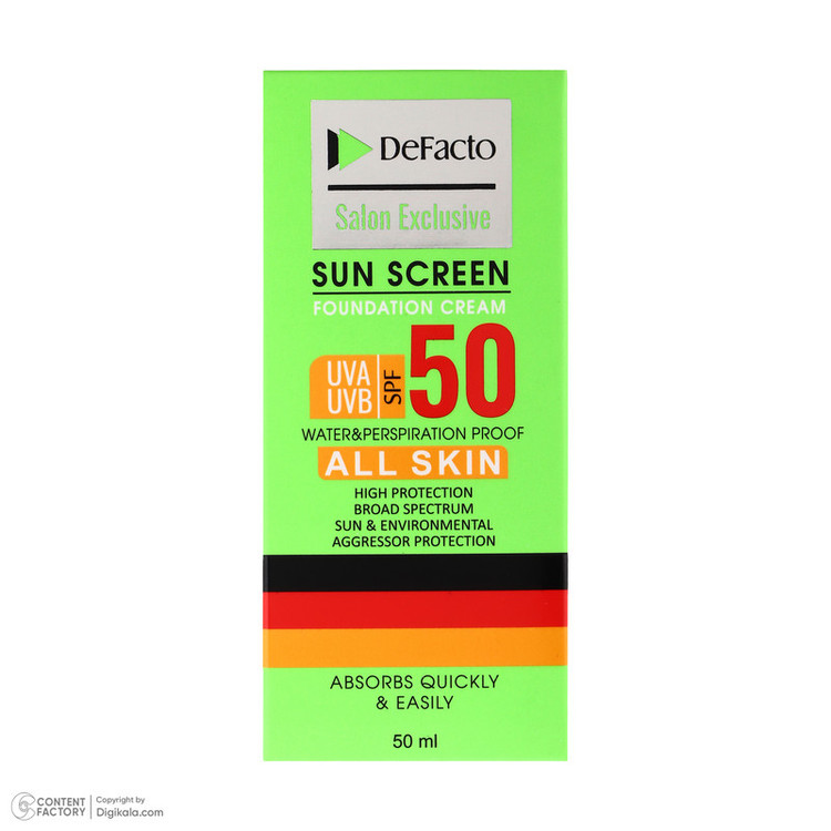 کرم ضد آفتاب رنگی دیفکتو SPF 50 مدل 03 مناسب برای انواع پوست حجم 50 میلیلیتر