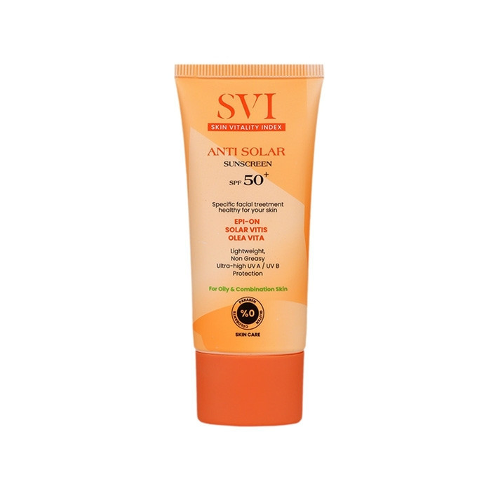 کرم ضد آفتاب بیرنگ گردن و صورت اس وی آی SPF 50 مدل Combination مناسب برای پوست چرب حجم 40 میلیلیتر