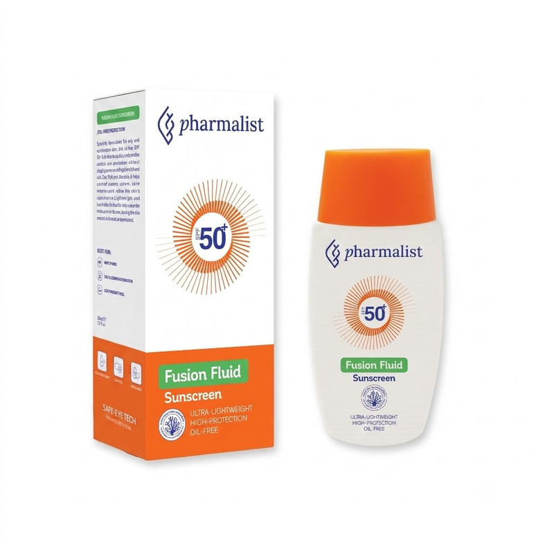 فلوئید ضد آفتاب بی‌رنگ صورت و گردن فارمالیست SPF 50 مدل Fusion fluid ‌محافظ در برابر اشعه UVA و UVB مناسب برای انواع پوست حجم 50 میلی‌لیتر