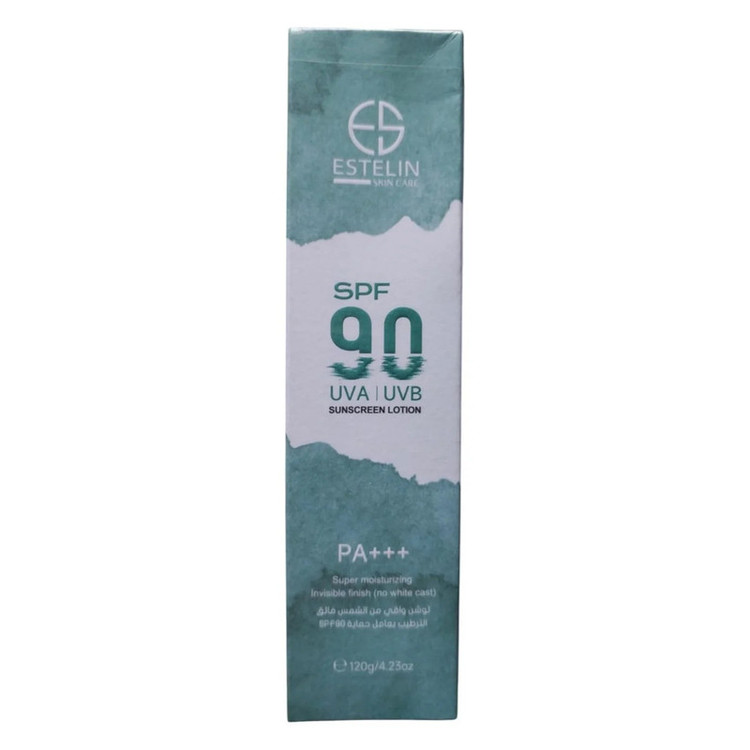 لوسیون ضد آفتاب بدون رنگ استیلن SPF 90 مدل فوق مرطوب کننده، محافظ UVA ،UVB و +++PA مناسب برای انواع پوست حجم 120 میلیلیتر