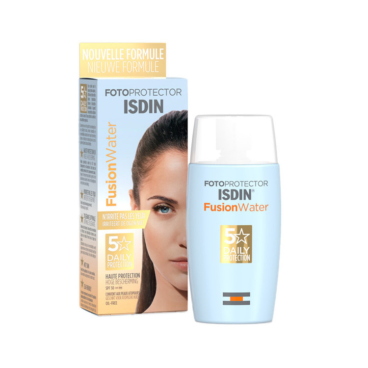 کرم ضدآفتاب بیرنگ ایزدین SPF50 مدل Fusion Water 5 Daily مناسب انواع پوست، حجم 50 میلیلیتر