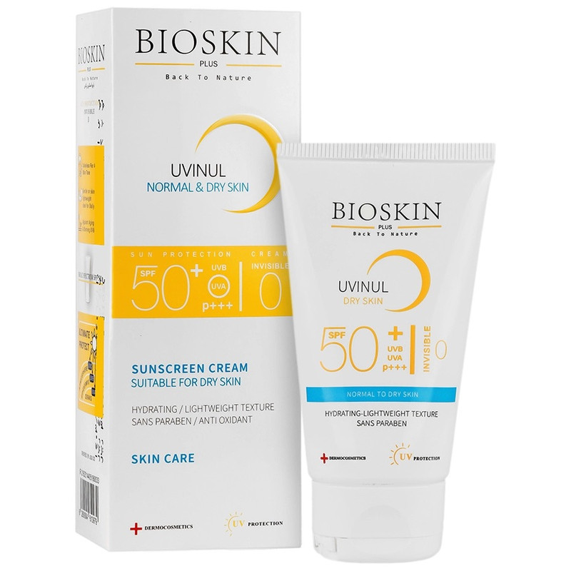 کرم ضد آفتاب بی‌رنگ بایو اسکین پلاس SPF 50 مدل INVISIBLE محافظ UVA ،UVB و PA+++،مناسب برای پوست‌ خشک و معمولی حجم ۴۰ میلی‌لیتر