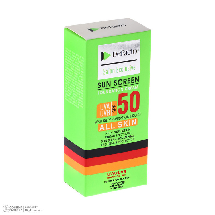 کرم ضد آفتاب رنگی دیفکتو SPF 50 مدل 03 مناسب برای پوستهای چرب حجم 50 میلیلیتر