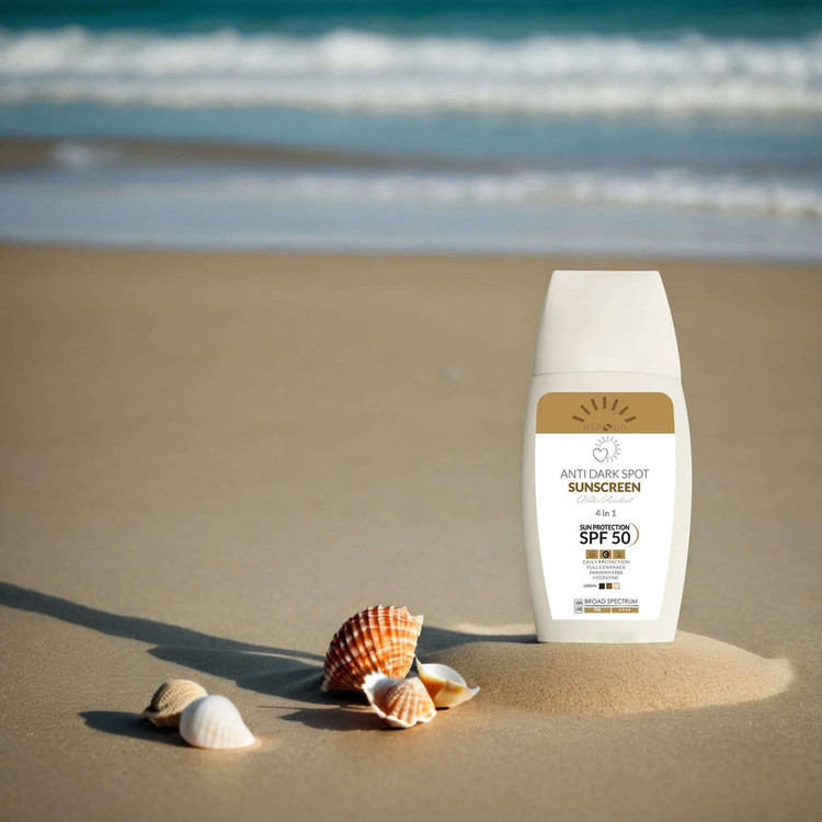 کرم ضد آفتاب و ضد لک رنگی هپسان SPF50 مدل 4در1 محافظ UVA ،UVB و PA++++ و حاوی ویتامین C دارای بافت مخملی مناسب انواع پوست حجم 50 میلی لیتر
