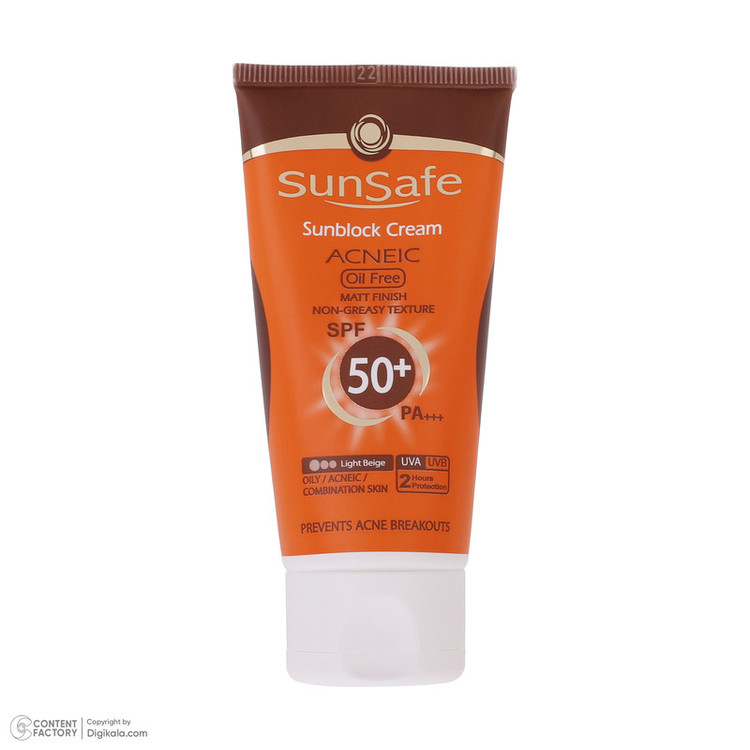 کرم ضد آفتاب رنگی سان سیف SPF 50 مدل ACNEIC-02 مناسب پوستهای چرب و آکنه ای حجم 50 میلی لیتر