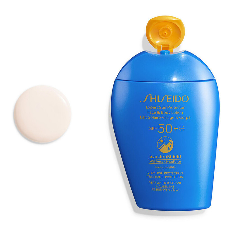 لوسیون ضد آفتاب رنگی spf 50 شیسیدو مدل Expert مناسب انواع پوست حجم 150 میلی لیتر