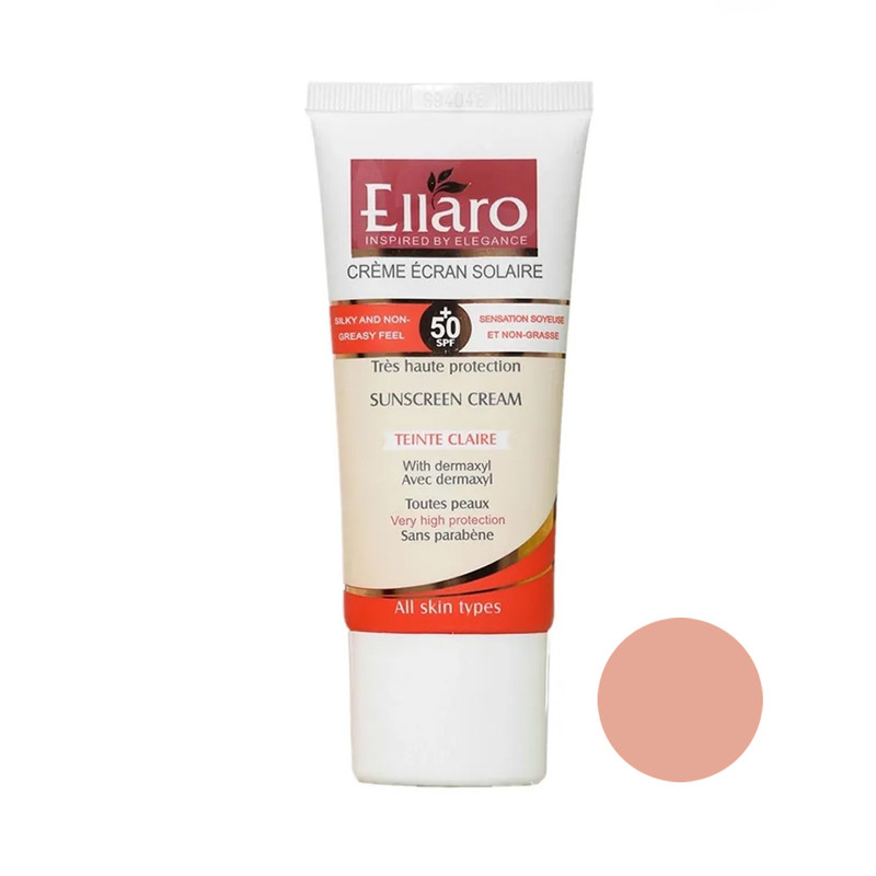 کرم ضد آفتاب رنگی الارو SPF 50 مدل 1 محافظ uva/uvb ‌مناسب برای انواع پوست حجم 50 میلی‌لیتر