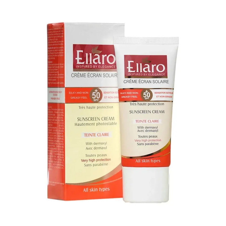 کرم ضد آفتاب رنگی الارو SPF 50 مدل 1 محافظ uva/uvb مناسب برای انواع پوست حجم 50 میلیلیتر