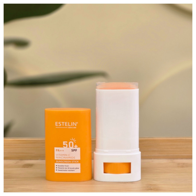 کرم ضد افتاب بیرنگ استیکی صورت استیلن SPF 50 مدل ویتامین C محافظ در برابر UVA و UVB مناسب برای انواع پوست حجم 55 میلی لیتر