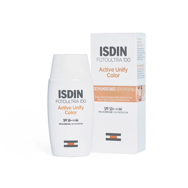 فلوئید ضدآفتاب رنگی ایزدین SPF50 مدل Active Unify مناسب انواع پوست، حجم 50 میلیلیتر