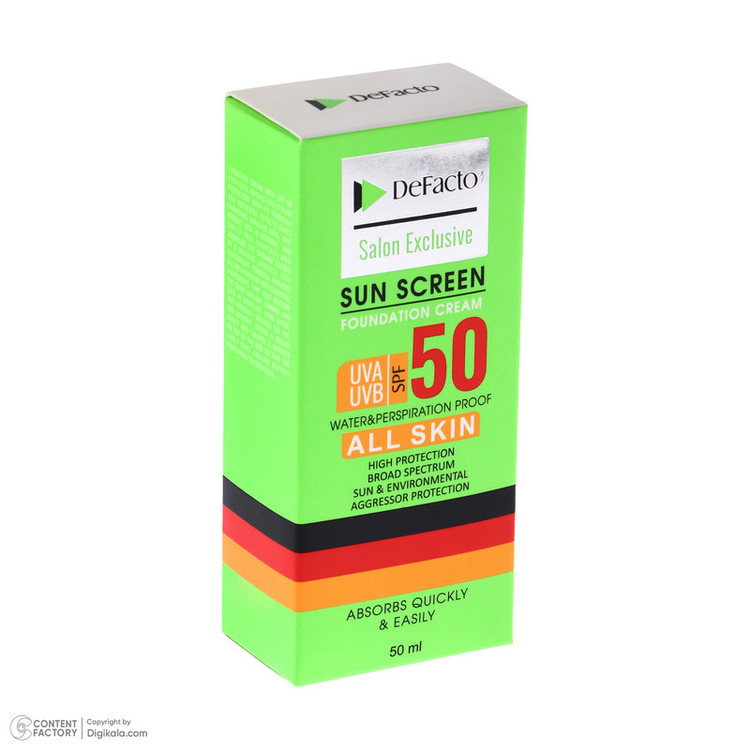 کرم ضد آفتاب رنگی دیفکتو SPF 50 مدل 02 مناسب برای انواع پوست حجم 50 میلیلیتر
