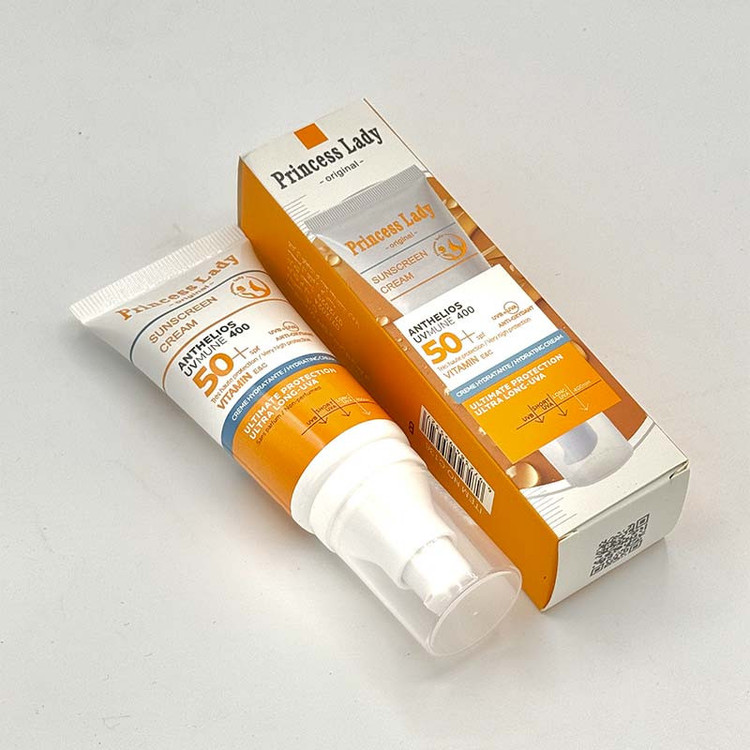 کرم ضد آفتاب بی رنگ صورت و گردن پرنسس لیدی SPF 50 مدل مینرال ویتامین C و E محافظت قوی UVA و UVB مناسب برای انواع پوست حجم ۵۵ میلی لیتر