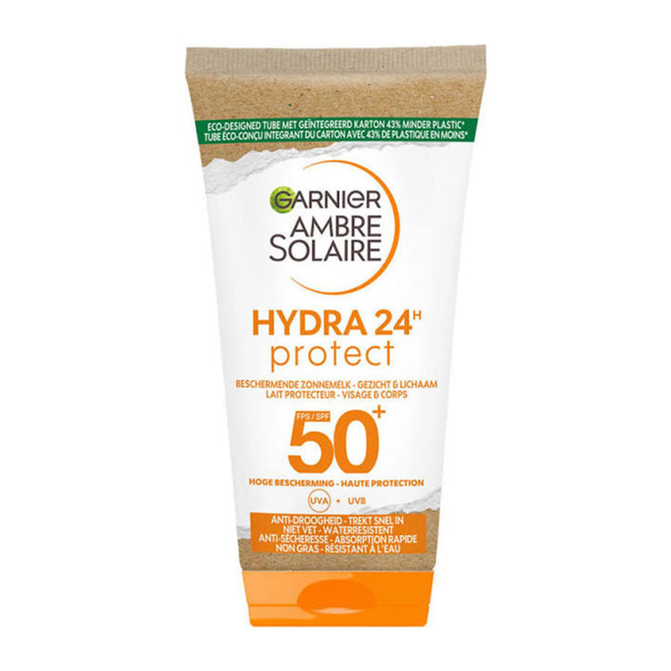 کرم ضد آفتاب بیرنگ گارنیه SPF 50 مدل Ambre Solaire Hydra 24 Protect مناسب برای انواع پوست حجم 50 میلیلیتر