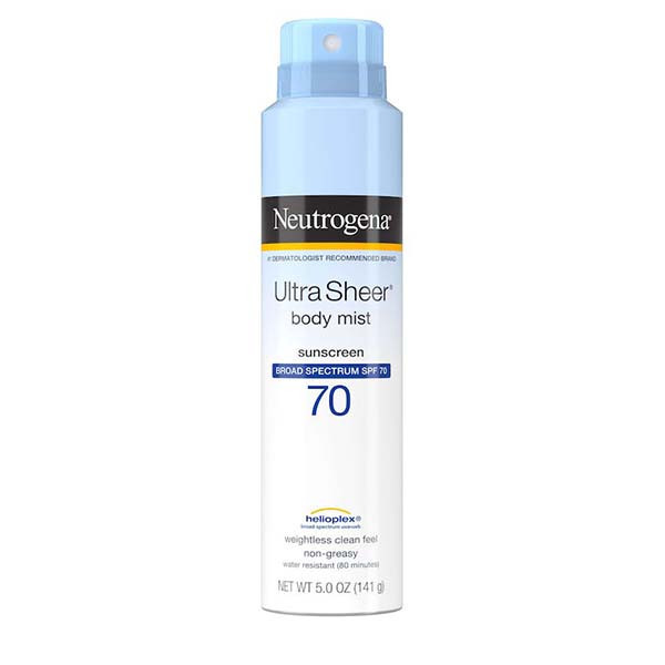 اسپری ضد آفتاب بدون رنگ نوتروژینا SPF 70 مدل Ultra Sheer 70 مناسب پوست های معمولی حجم 141 میلی لیتر