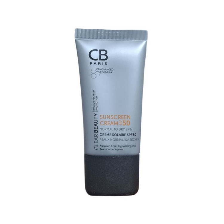 کرم ضد آفتاب بدون رنگ سی بی پاریس SPF 50 مدل 00 مناسب پوستهای مختلط حجم 40 میلیلیتر