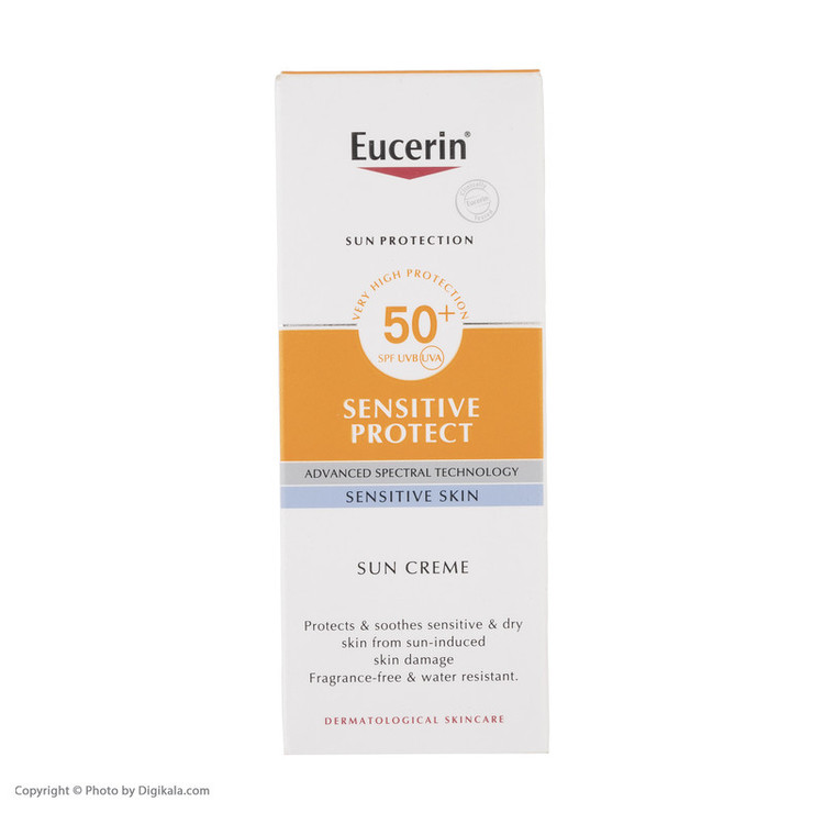 کرم ضد آفتاب بی رنگ اوسرین +SPF50 مدل Sensitive Protect مناسب پوست های حساس حجم 50 میلی لیتر