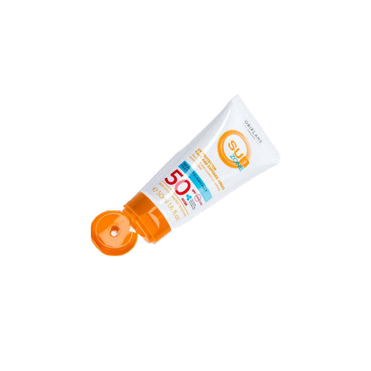 کرم ضد آفتاب بیرنگ صورت اوریفلیم SPF 50 مدل Sun Zone محافظ UVA و UVB مناسب برای انواع پوست حجم 50 میلی لیتر