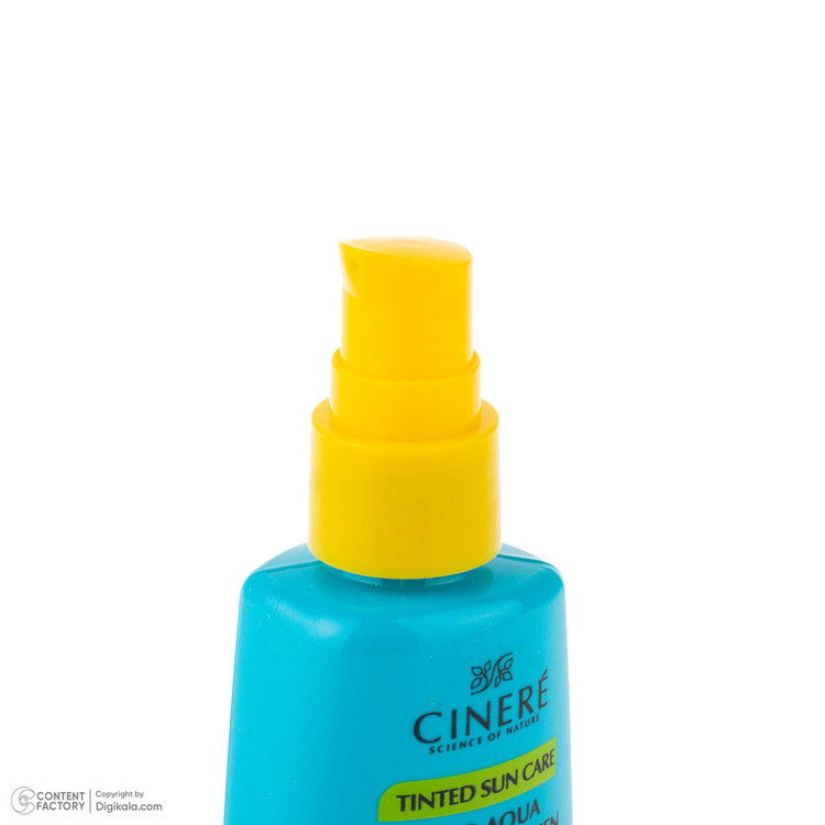 فلوئید ضد آفتاب رنگی بژ روشن صورت سینره SPF 50 مدل AQUA محافظ UVA ،UVB و ++++PA مناسب برای انواع پوست حجم 50 میلیلیتر