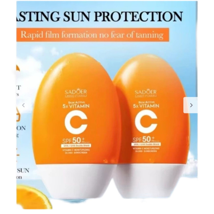 کرم ضد آفتاب بیرنگ دست، صورت سادور SPF 50 مدل Vitamin C ×5 ، محافظ +++UVA،UVB،PA، مناسب برای انواع پوست حجم ۵۰ میلیلیتر