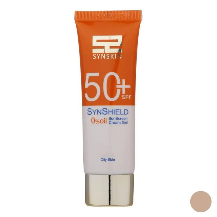 کرم ضد آفتاب رنگی صورت و گردن ساین اسکین، SPF 50، مدل Syn Shield، مناسب انواع پوست و پوستهای چرب با حجم 50 میلیلیتر،محافظتکننده در برابر اشعههای UVA و UVB،مجموعه 2 عددی