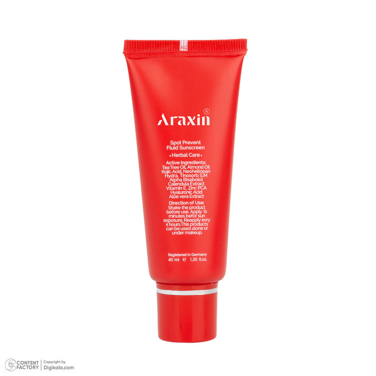 کرم ضد آفتاب بیرنگ صورت و دور چشم آراکسین SPF 50 مدل Herbal Care محافظ در برابر اشعه UVA و UVB مناسب برای انواع پوست حجم 40 میلیلیتر