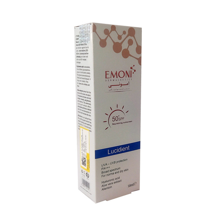 کرم ضد آفتاب بدون رنگ امونی SPF 50 مدل Nourishing مناسب برای پوست خشک و حساس حجم 50 میلی لیتر