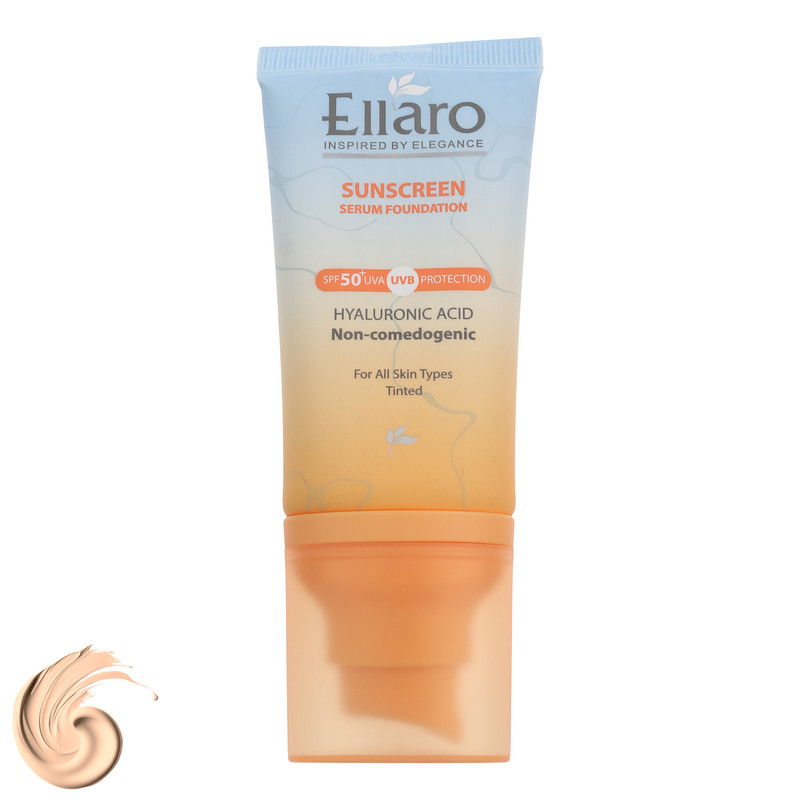 سرم  ضد آفتاب رنگی tinted صورت الارو SPF 50 مدل Hyaluronic acid ‌محافظ در برابر اشعه UVA و UVB مناسب برای انواع پوست حجم 40 میلی‌لیتر