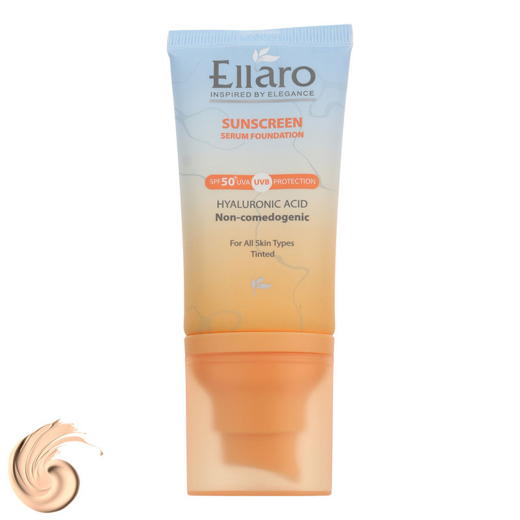 سرم ضد آفتاب رنگی tinted صورت الارو SPF 50 مدل Hyaluronic acid محافظ در برابر اشعه UVA و UVB مناسب برای انواع پوست حجم 40 میلیلیتر