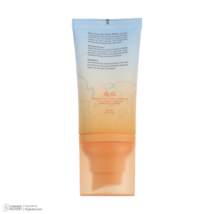 سرم ضد آفتاب رنگی tinted صورت الارو SPF 50 مدل Hyaluronic acid محافظ در برابر اشعه UVA و UVB مناسب برای انواع پوست حجم 40 میلیلیتر