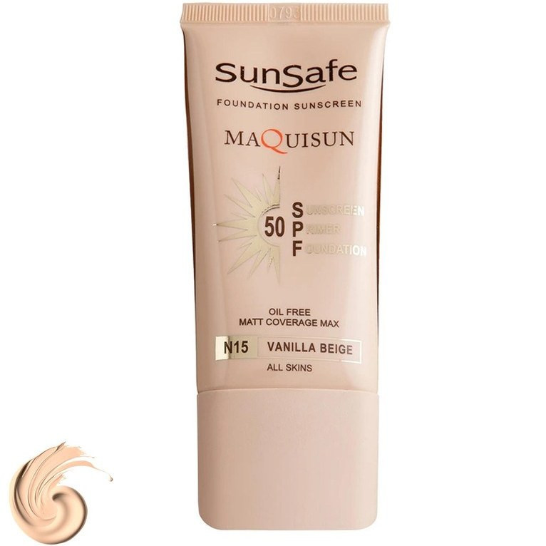 کرم ضد آفتاب رنگی صورت سان سیف SPF 50 مدل Maquisun N15 ‌محافظت در برابر UVA و UVB مناسب برای انواع پوست حجم 40 میلی‌لیتر