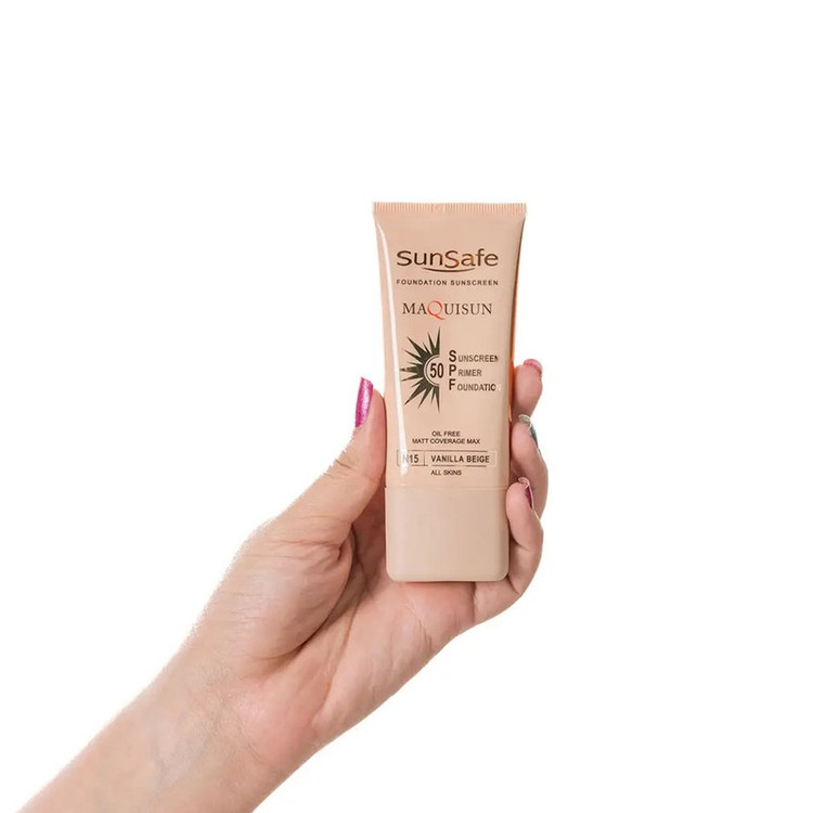 کرم ضد آفتاب رنگی صورت سان سیف SPF 50 مدل Maquisun N15 محافظت در برابر UVA و UVB مناسب برای انواع پوست حجم 40 میلیلیتر