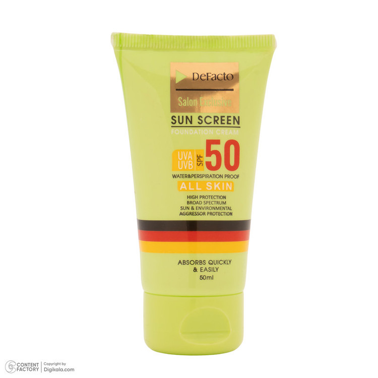 کرم ضد آفتاب رنگی صورت دیفکتو SPF 50 مدل D.01 مناسب برای انواع پوست حجم 50 میلیلیتر