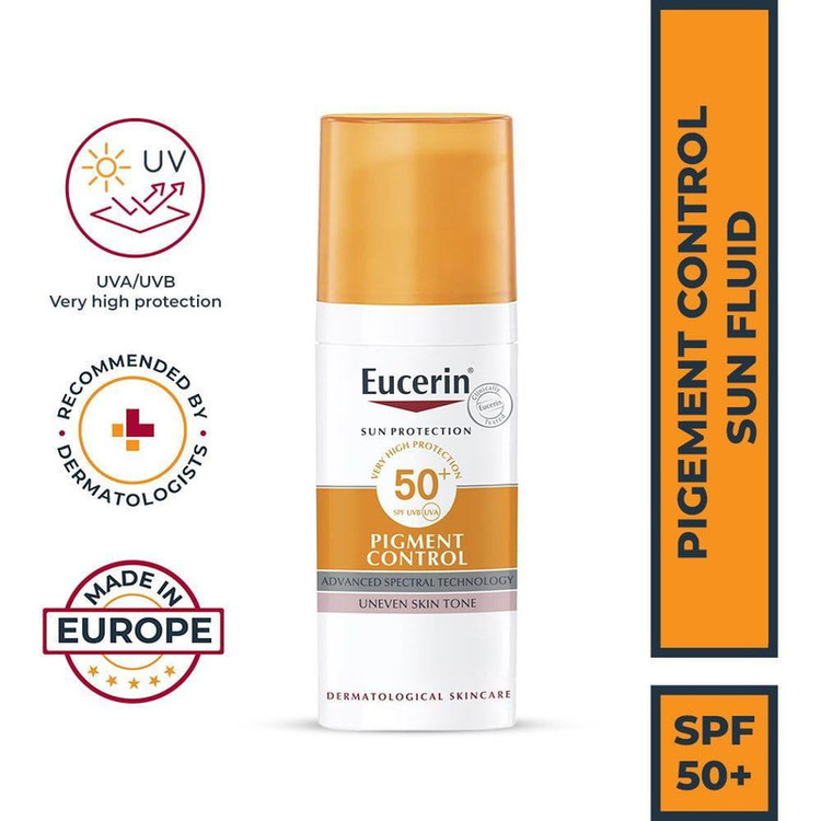 فلوئید ضد آفتاب بدون رنگ اوسرین SPF 50 مدل Pigment Control مناسب انواع پوست حجم 50 میلیلیتر