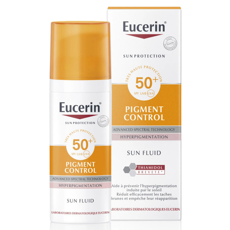 فلوئید ضد آفتاب بدون رنگ اوسرین SPF 50 مدل Pigment Control مناسب انواع پوست حجم 50 میلیلیتر